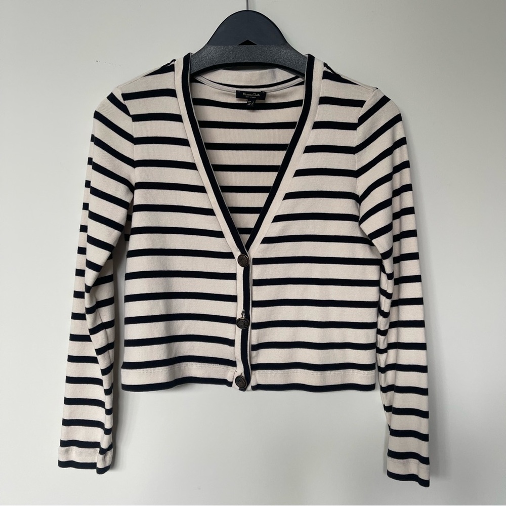 MASSIMO DUTI STRIPED BUTTON-UP CARDIGAN